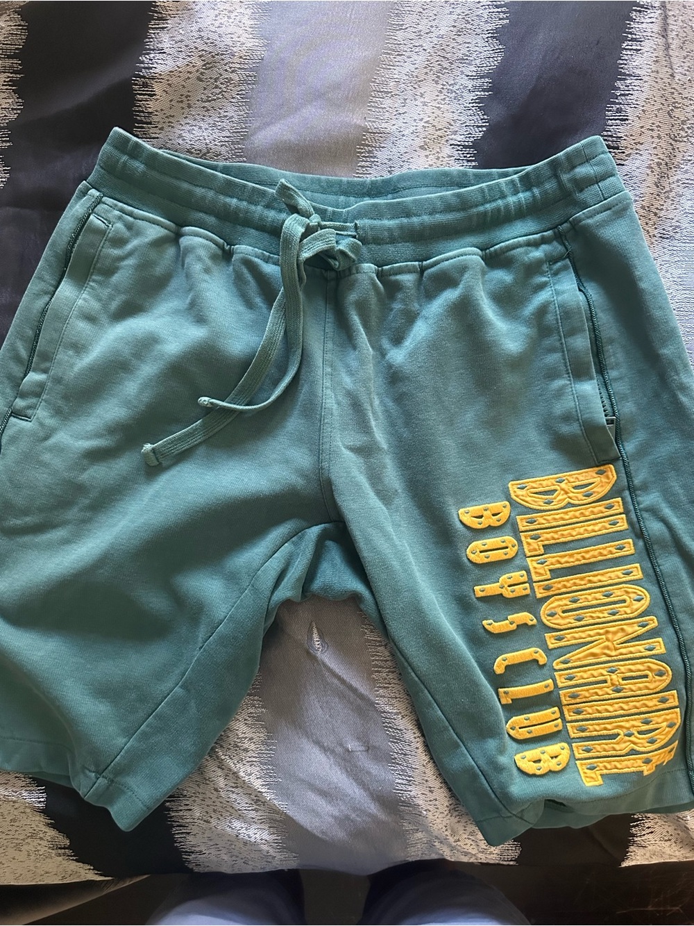 Billionaire Boys Club Teal Shorts with Yellow Logo Patch